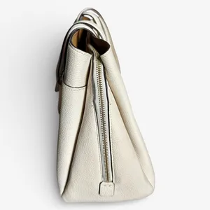 Coach Lori Carryall Tote Shoulder Bag Chalk Cream Pebbled Leather Turnlock Zip thumbnail 3