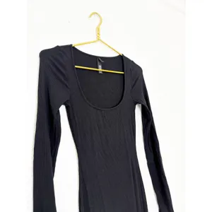 Skims Soft Lounge Maxi Dress Size Small Black Ribbed Long Sleeve Bodycon thumbnail 7