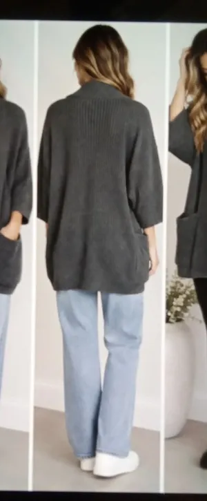 Pact Black Ribbed Open-Front Women's Cardigan Organic Cotton Oversized Xs/S thumbnail 1