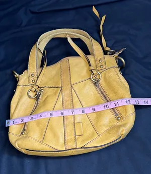 Fossil Mustard Yellow Double Strap Distressed Leather Satchel Purse thumbnail 8