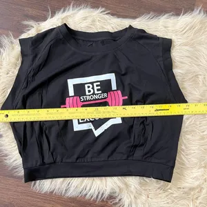 "Be Stronger Than Your Excuses" Graphic Crop Top Cotton L thumbnail 6