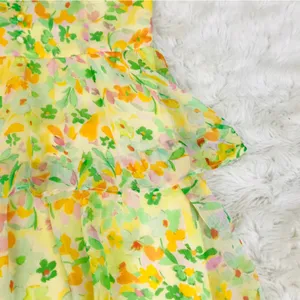 ASTR the Label Floral Chiffon‎ Maxi Dress Small Yellow Tiered Wedding Guest New thumbnail 10