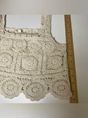 white crotchet Crop‎ cosstal cowgirl Tank Top size Medium summer festival thumbnail 3