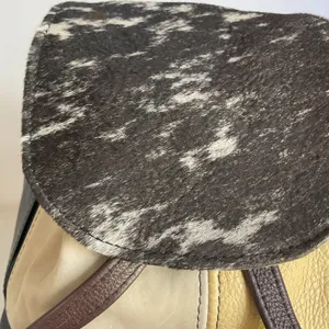 Vintage Mexican Leather Cowhide Hair-On Hide Backpack Patchwork Artisan Mini Bag thumbnail 7
