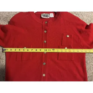 vintage Forenza red knit cardigan crew neck gold-tone buttons Lambswool Stain M thumbnail 8