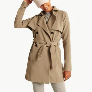 Abercrombie Drapey Double Breasted Belted Long Trench Coat | Sz Small | Tan thumbnail 5