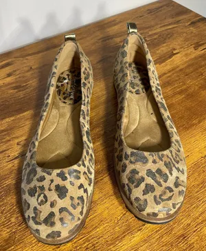 Comfortiva Leopard Leather Suede Ballet Flat Pillowtop Y2K Brown Size 8 thumbnail 1