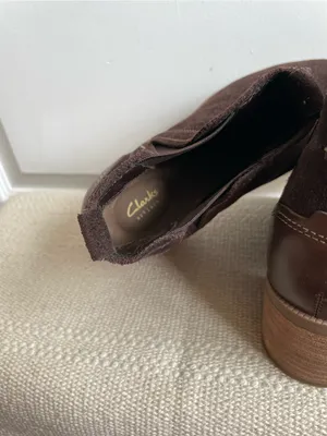 Clarks Suede Leather Chunky Heel Ankle Boots Size 6.5 Cowgirl Western thumbnail 5