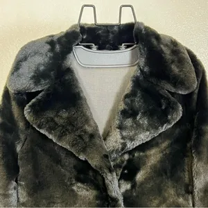 DKNY Women's Black Front‎ Button Down Faux Fur Jacket Coat thumbnail 2