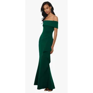 NEW XSCAPE "Adriana"‎ Long Scuba Crepe Off the Shoulder Dress Size 6 thumbnail 3
