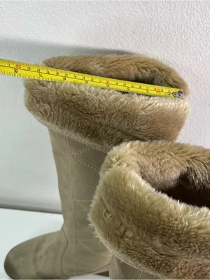 Y2K Steve Madden Faux Fur Boots Platform 9.5M Chunky Lined Suede Knee High Boho thumbnail 3