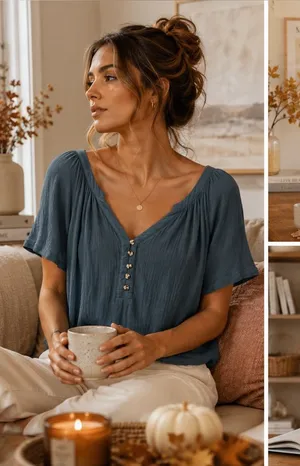 O’Neill Women’s Teal Blue Gauze Button Front Blouse Size L Boho Flowy Top thumbnail 1