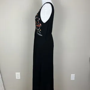 World‎ Market Dress Womens Small Medium Black Embroidered Floral Maxi Boho India thumbnail 10