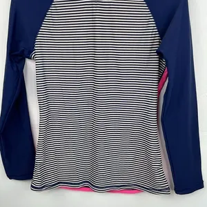 GAP Striped Navy Blue Pink Long Sleeve Athletic Top size Medium thumbnail 3
