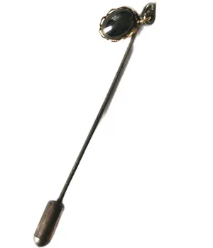 Vintage Dangly Black Gemstone Stick Hat Pin Silver thumbnail 1