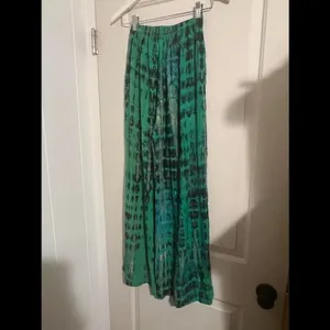Style Park 1 Green Blue Tie‎ Dye Wide Leg Resort Pants Palazzo Bohemian thumbnail 3
