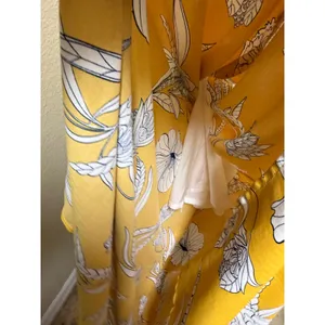 Code Mode NWT XS Mustard Yellow Floral Maxi Dress Off Shoulder Smocked Boho Slit thumbnail 8