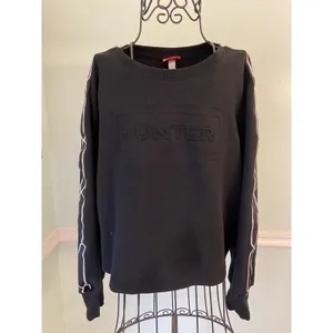 Hunter for Target Womens 1X Black Sweatshirt‎ Logo Tape Sleeve Sweater Casual thumbnail 2