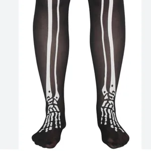 Black Skeleton Print Tights Halloween thumbnail 3