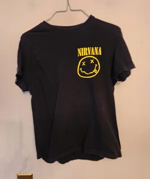 Nirvana black black band smiley face t-shirt size womens small thumbnail 1