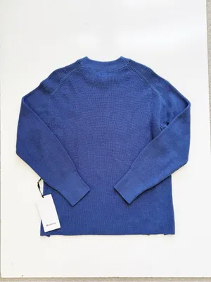 NWT lululemon Merino Wool-Blend Ribbed Crewneck Sweater Heathered Psychic Blue 4 thumbnail 9