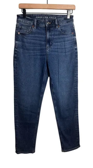 American Eagle Women Mom Jean High Rise Stretch Medium Wash Blue Size 4‎ Regular thumbnail 1