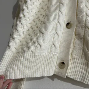 Parker Johnny Collar Cable Knit Cardigan Antique White Small Preppy Fisherman thumbnail 2