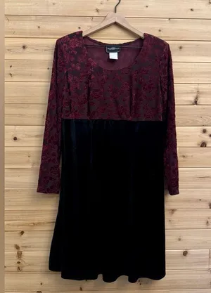 Vintage Molly Malloy Medium Floral Burnout Velvet Long Sleeve Whimsigoth Dress thumbnail 1