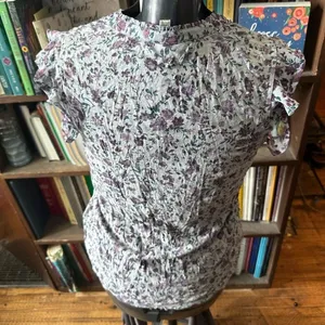 Lucky Brand purple floral ruffled boho S fairy core blouse thumbnail 2