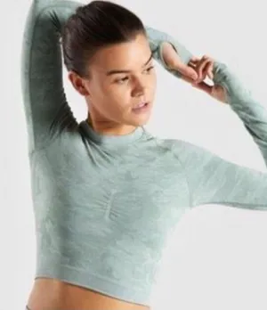 Gymshark Sage Camo Long Sleeve Crop Top thumbnail 1