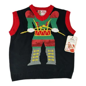 Great Christmas Ugly Sweater Vest Elf Body Mens Small Holiday Festive Merry NWT thumbnail 1