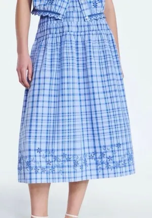 Free Assembly Blue Plaid Midi‎ Skirt Size XL thumbnail 1
