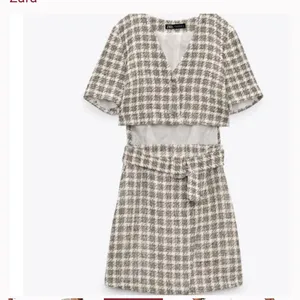 Zara Ecru Textured Check Cut-Out Mini Dress thumbnail 2