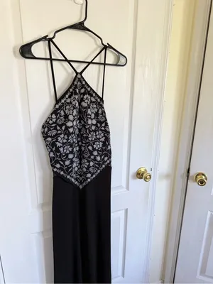 Tadashi Vintage Beaded Floral Halter Evening Gown thumbnail 5