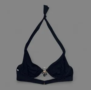 Lascana Black halter bikini top with gold ring embellishments thumbnail 3