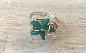Turquoise Star Stone Ring Women’s Jewelry Teal Blue Silver Band Size 6 thumbnail 3