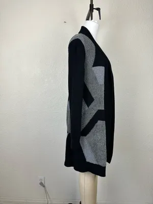 Laura Ashley Women’s Open Lon Cardigan Sweater Sz S Black /Grey thumbnail 4