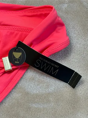 Victoria's Secret Swim Coral Bikini Bottom Gold Accent Gathered Waistband NWT XS thumbnail 3