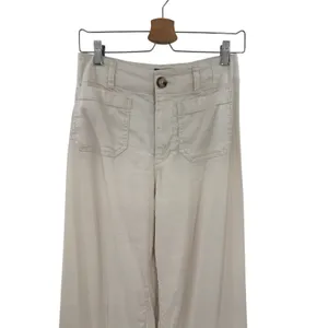 Anthropologie Maeve Colette Linen Wide Leg Cropped Pants Ivory Cream Size 26 thumbnail 4