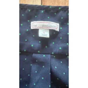 Gap Navy Blue Green Polka Dot Sleeveless Button Front‎ Shirt Dress Large thumbnail 2