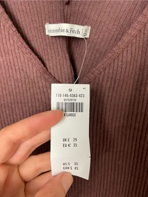 BNWT! Abercrombie & Fitch Brown Ribbed V-Neck Crop Top Size XL thumbnail 3