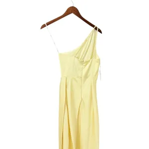 Lulus Signature Elegance Pale Yellow Satin One-Shoulder Maxi Dress size XS NWT thumbnail 6