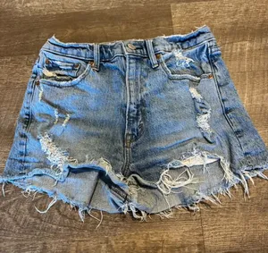 Abercrombie & Fitch Distressed High-Rise The Mom Denim Shorts thumbnail 1