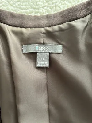 Apt. 9 Collared V-Neck Three Button Peplum Blazer Jacket Brown Size 6 thumbnail 5