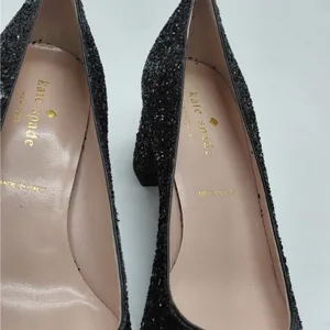 $238 Kate Spade Womens Heels Size 7M Black Glitter Pumps Wedding Party Holiday thumbnail 14
