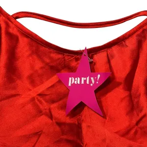 Dizzy Lizzy Tank Top Women's Medium Red Satin Party Strappy Back Criss Cross NYE thumbnail 4