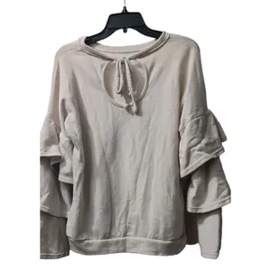 Penelope Project Ruffle Sleeve Sweatshirt Keyhole Back Casual‎ Top L thumbnail 2