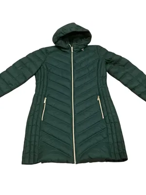 Michael Kors packable quilted hooded down filled coat green size medium thumbnail 2