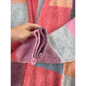 Easel Los Angeles Patchwork Open Front Cardigan Multicolor Oversized Sweater S thumbnail 3