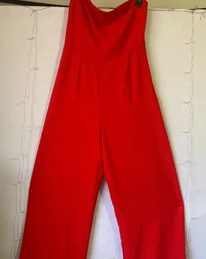 White House Black Market Vibrant Red Jumpsuit thumbnail 1